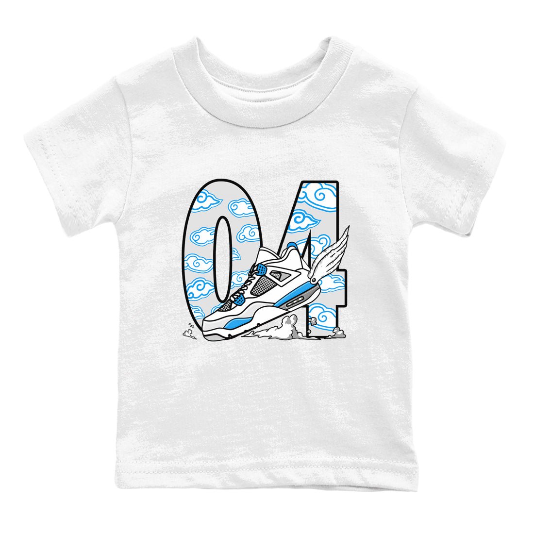 4s Military Blue shirt to match jordans Fly To The Clouds sneaker tees Air Jordan 4 Military Blue SNRT sneaker release tees baby toddler White 2 cotton Shirt