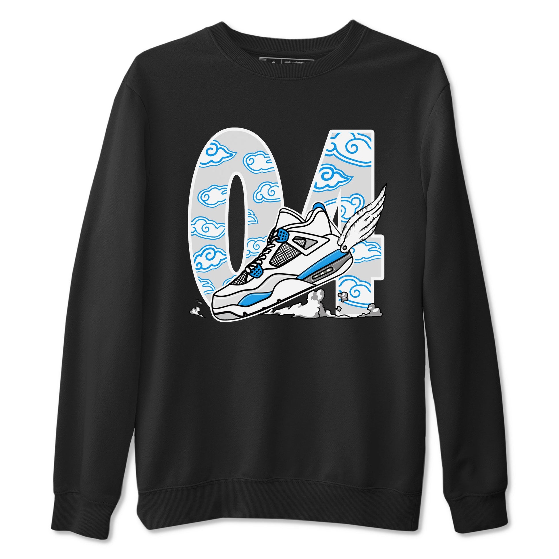 4s Military Blue shirt to match jordans Fly To The Clouds sneaker tees Air Jordan 4 Military Blue SNRT Sneaker Release Tees unisex cotton Black 2 crew neck shirt