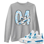 4s Military Blue shirt to match jordans Fly To The Clouds sneaker tees Air Jordan 4 Military Blue SNRT Sneaker Release Tees unisex cotton Heather Grey 1 crew neck shirt