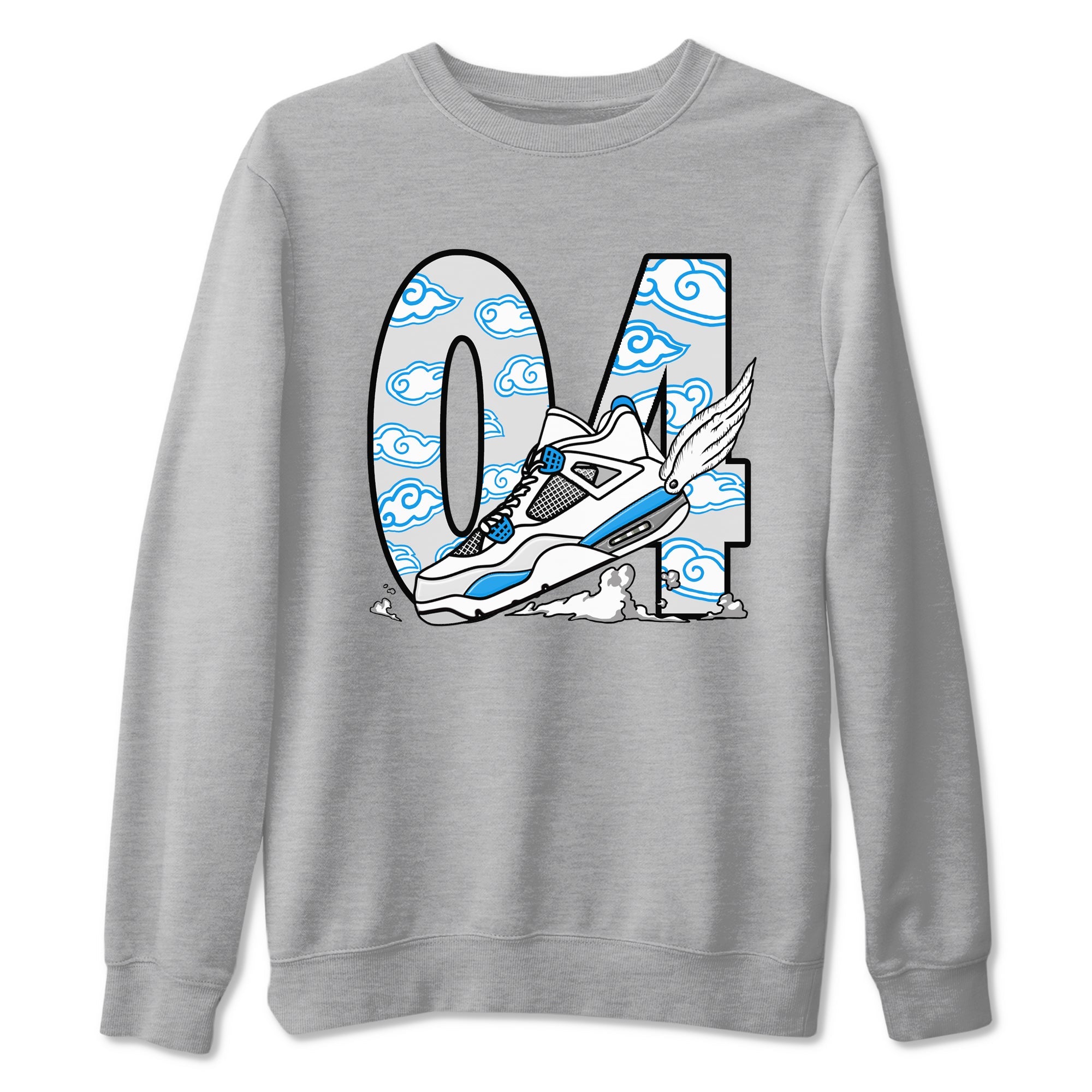 4s Military Blue shirt to match jordans Fly To The Clouds sneaker tees Air Jordan 4 Military Blue SNRT Sneaker Release Tees unisex cotton Heather Grey 2 crew neck shirt
