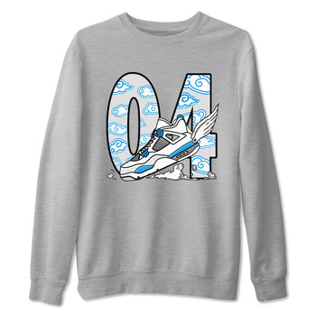 4s Military Blue shirt to match jordans Fly To The Clouds sneaker tees Air Jordan 4 Military Blue SNRT Sneaker Release Tees unisex cotton Heather Grey 2 crew neck shirt