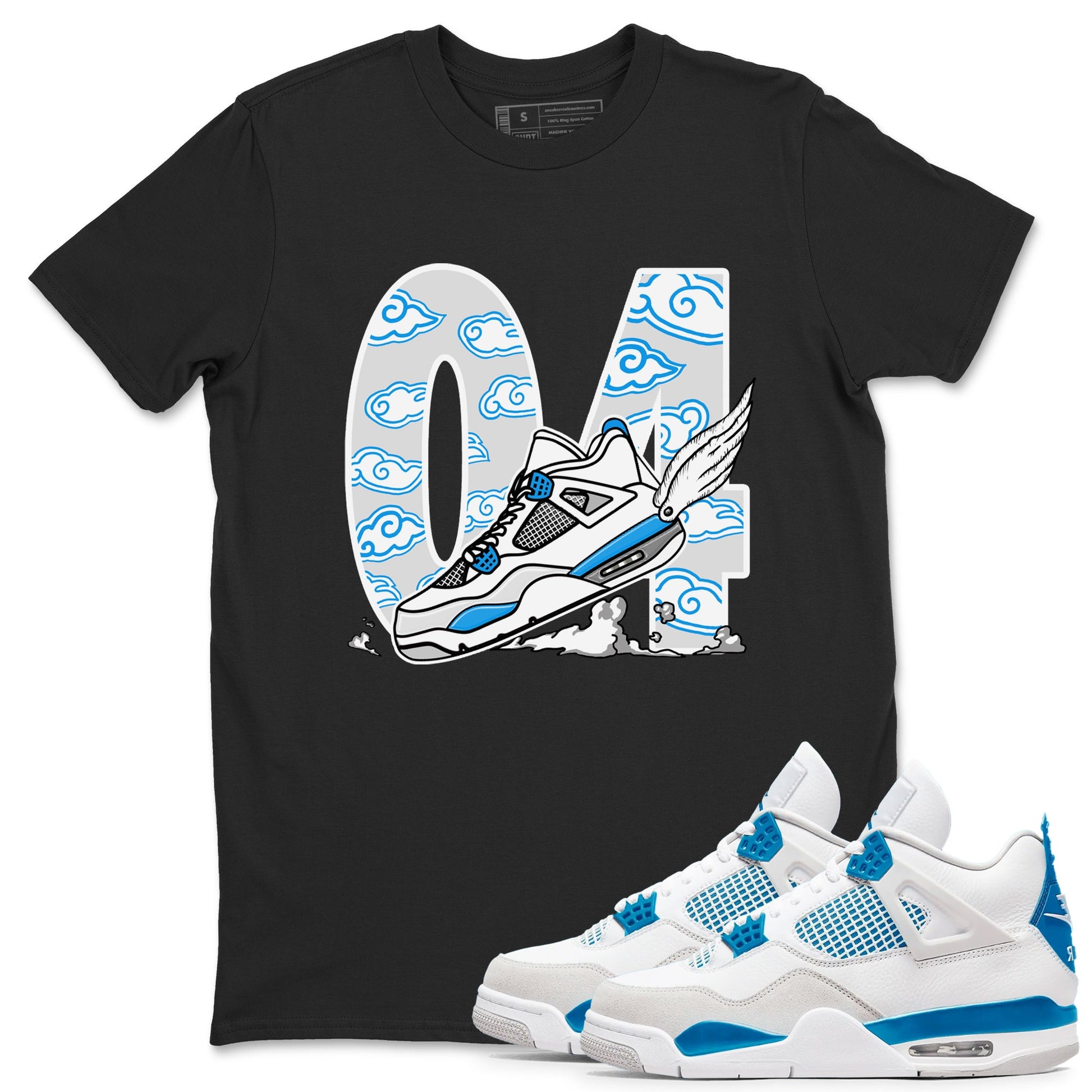 4s Military Blue shirt to match jordans Fly To The Clouds sneaker tees Air Jordan 4 Military Blue SNRT Sneaker Release Tees unisex cotton Black 1 crew neck shirt