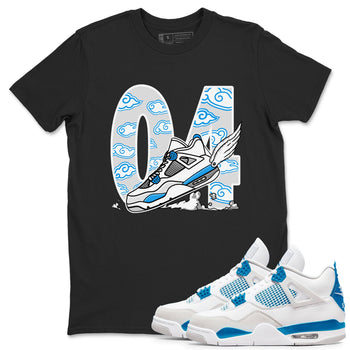 4s Military Blue shirt to match jordans Fly To The Clouds sneaker tees Air Jordan 4 Military Blue SNRT Sneaker Release Tees unisex cotton Black 1 crew neck shirt