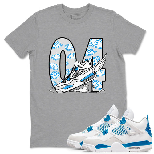4s Military Blue shirt to match jordans Fly To The Clouds sneaker tees Air Jordan 4 Military Blue SNRT Sneaker Release Tees unisex cotton Heather Grey 1 crew neck shirt