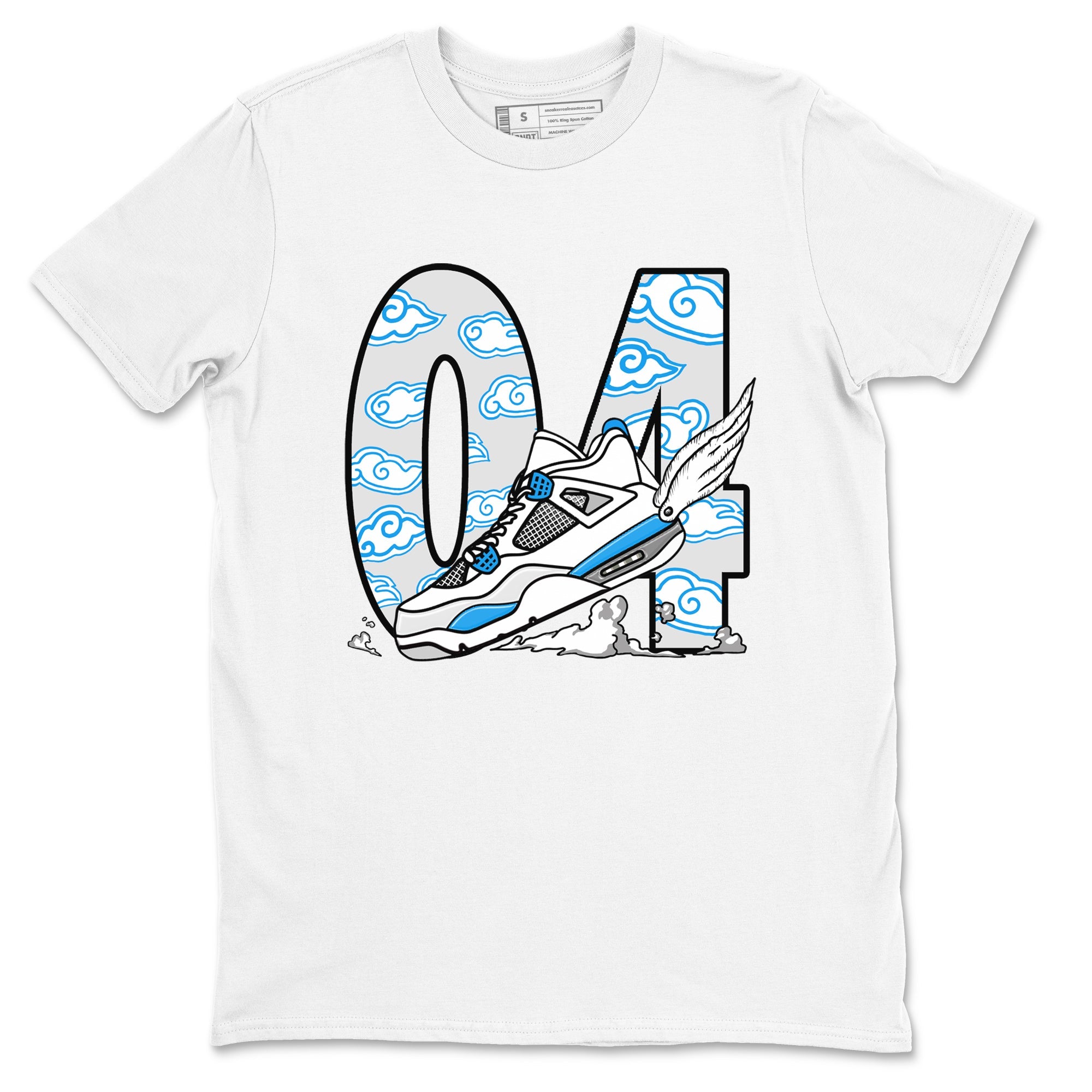 4s Military Blue shirt to match jordans Fly To The Clouds sneaker tees Air Jordan 4 Military Blue SNRT Sneaker Release Tees unisex cotton White 2 crew neck shirt