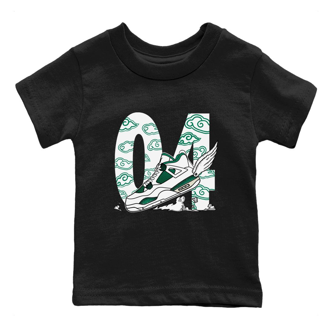 4s Oxidized Green shirts to match jordans Fly To The Clouds sneaker match tees Air Jordan 4 Oxidized Green SNRT Sneaker Tees streetwear brand Baby and Youth Black 2 cotton tee