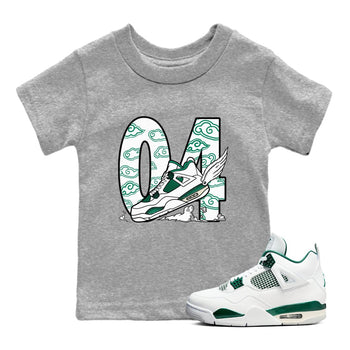 4s Oxidized Green shirts to match jordans Fly To The Clouds sneaker match tees Air Jordan 4 Oxidized Green SNRT Sneaker Tees streetwear brand Baby and Youth Heather Grey 1 cotton tee
