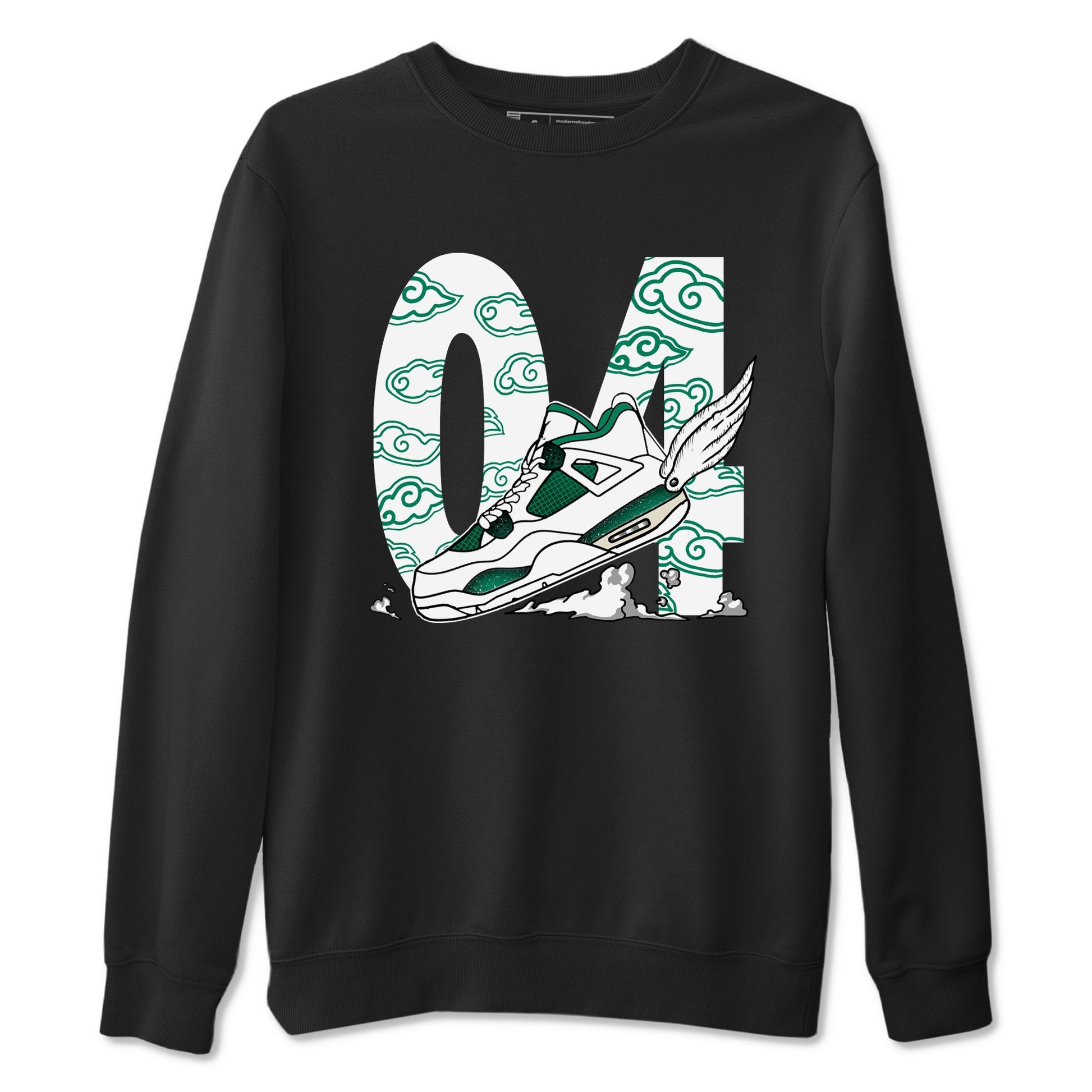 4s Oxidized Green shirts to match jordans Fly To The Clouds sneaker match tees Air Jordan 4 Oxidized Green SNRT Sneaker Tees streetwear brand Black 2 unisex cotton tee