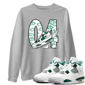 4s Oxidized Green shirts to match jordans Fly To The Clouds sneaker match tees Air Jordan 4 Oxidized Green SNRT Sneaker Tees streetwear brand Heather Grey 1 unisex cotton tee