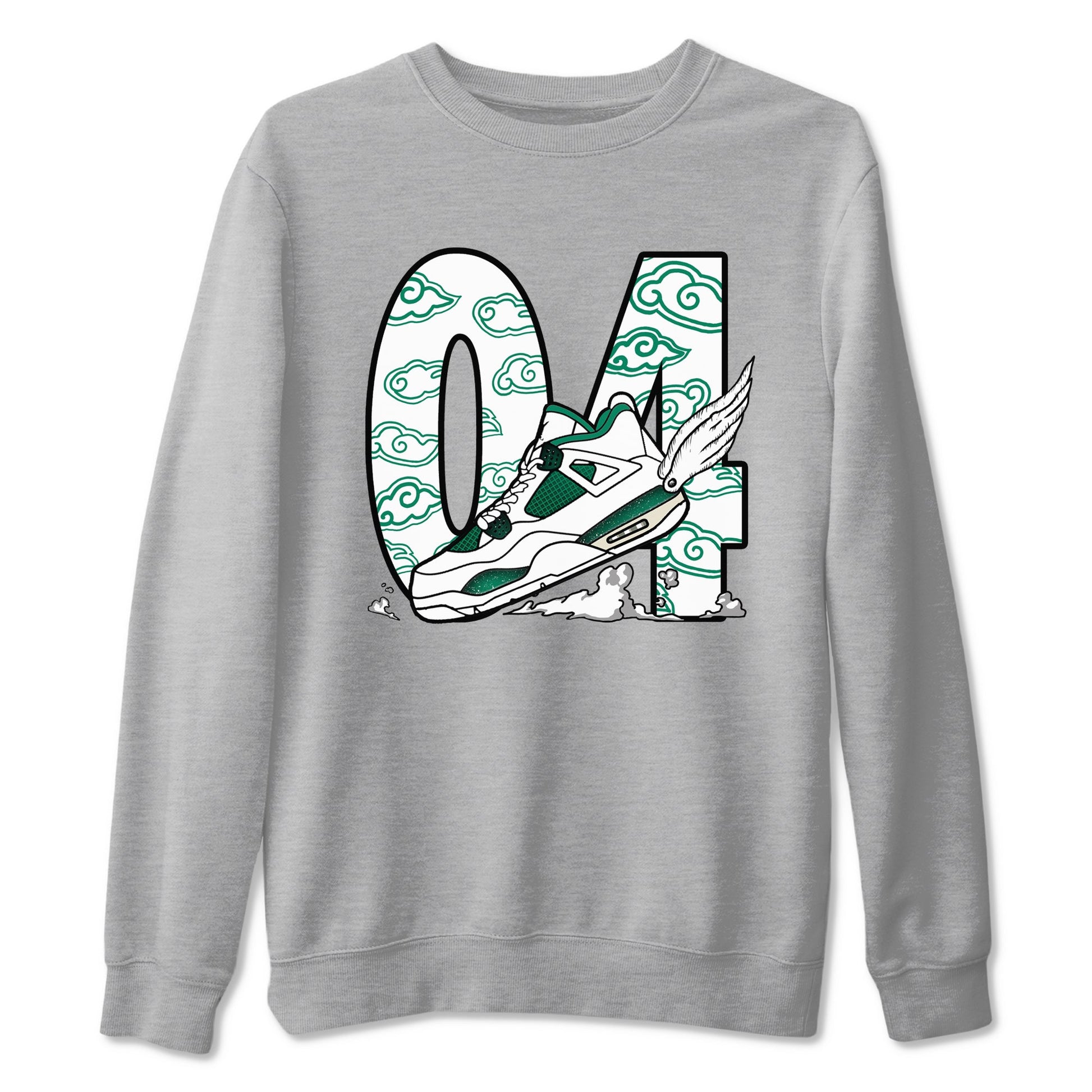 4s Oxidized Green shirts to match jordans Fly To The Clouds sneaker match tees Air Jordan 4 Oxidized Green SNRT Sneaker Tees streetwear brand Heather Grey 2 unisex cotton tee