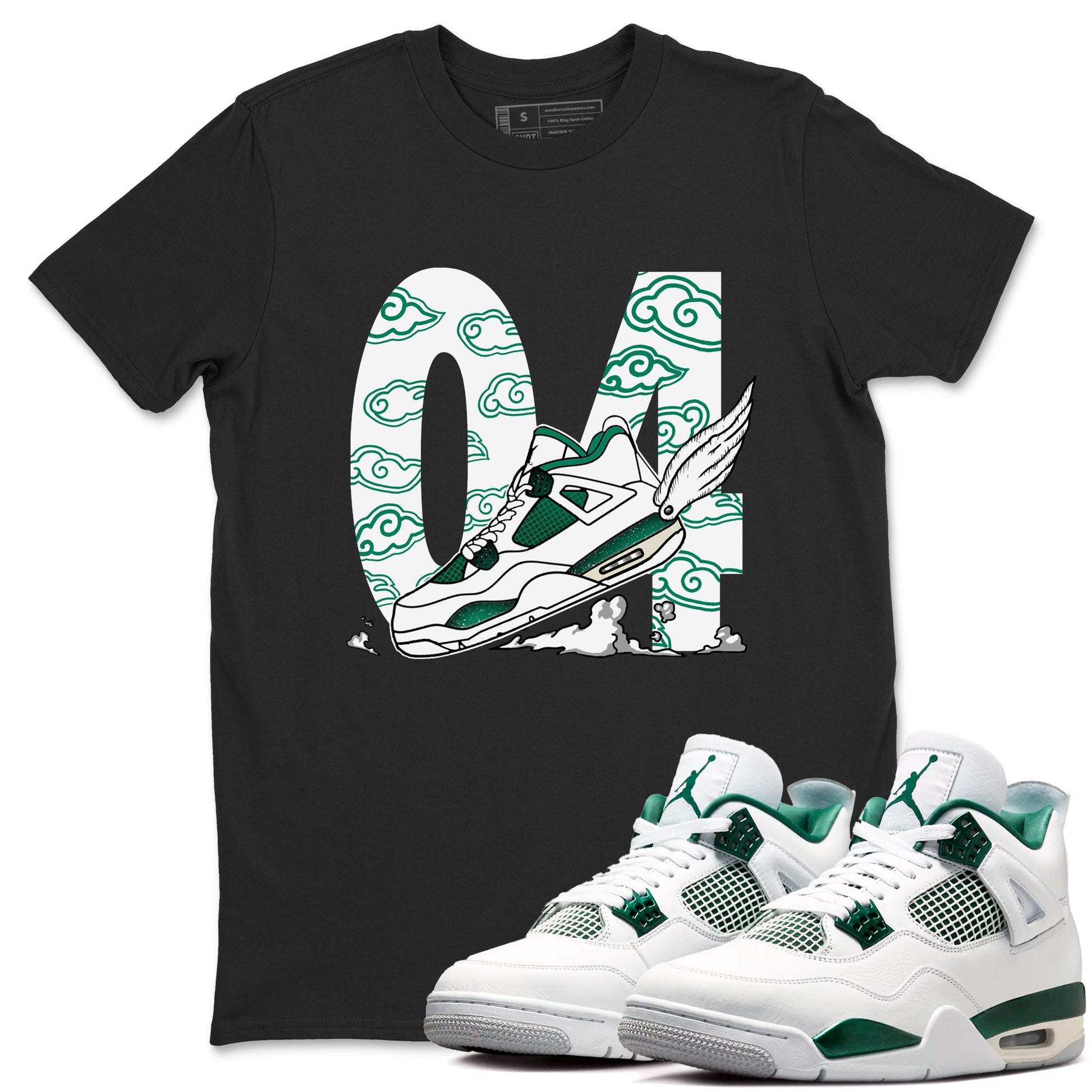 4s Oxidized Green shirts to match jordans Fly To The Clouds sneaker match tees Air Jordan 4 Oxidized Green SNRT Sneaker Tees streetwear brand Black 1 unisex cotton tee
