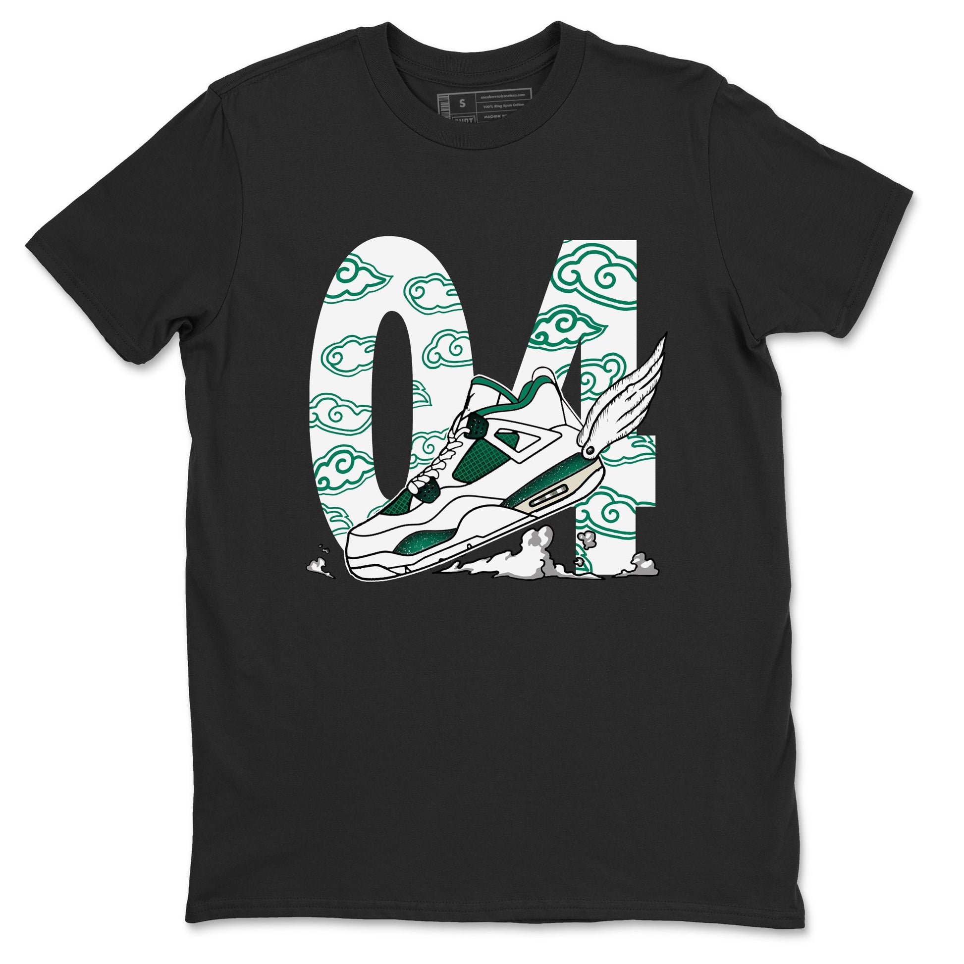 4s Oxidized Green shirts to match jordans Fly To The Clouds sneaker match tees Air Jordan 4 Oxidized Green SNRT Sneaker Tees streetwear brand Black 2 unisex cotton tee