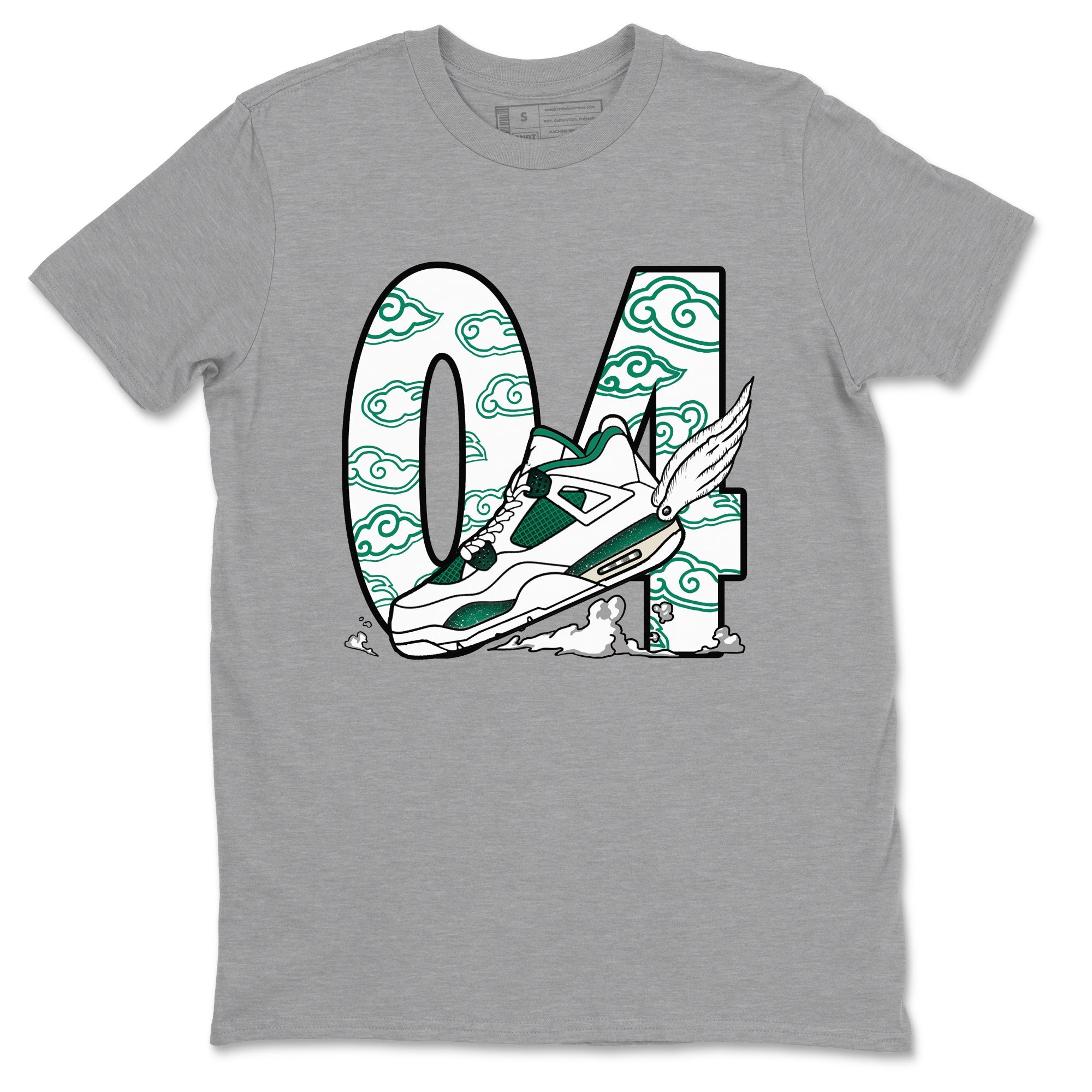 4s Oxidized Green shirts to match jordans Fly To The Clouds sneaker match tees Air Jordan 4 Oxidized Green SNRT Sneaker Tees streetwear brand Heather Grey 2 unisex cotton tee