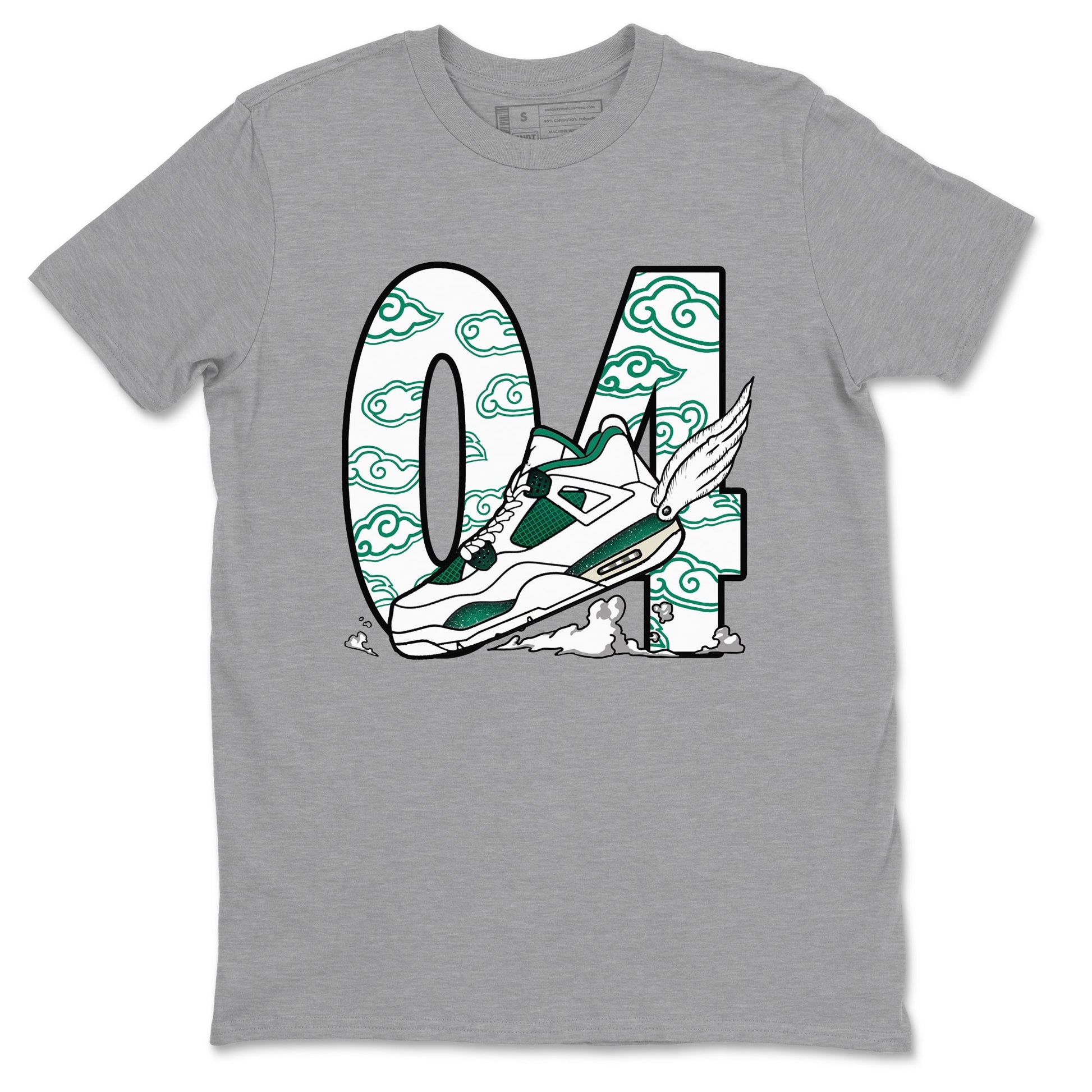 4s Oxidized Green shirts to match jordans Fly To The Clouds sneaker match tees Air Jordan 4 Oxidized Green SNRT Sneaker Tees streetwear brand Heather Grey 2 unisex cotton tee