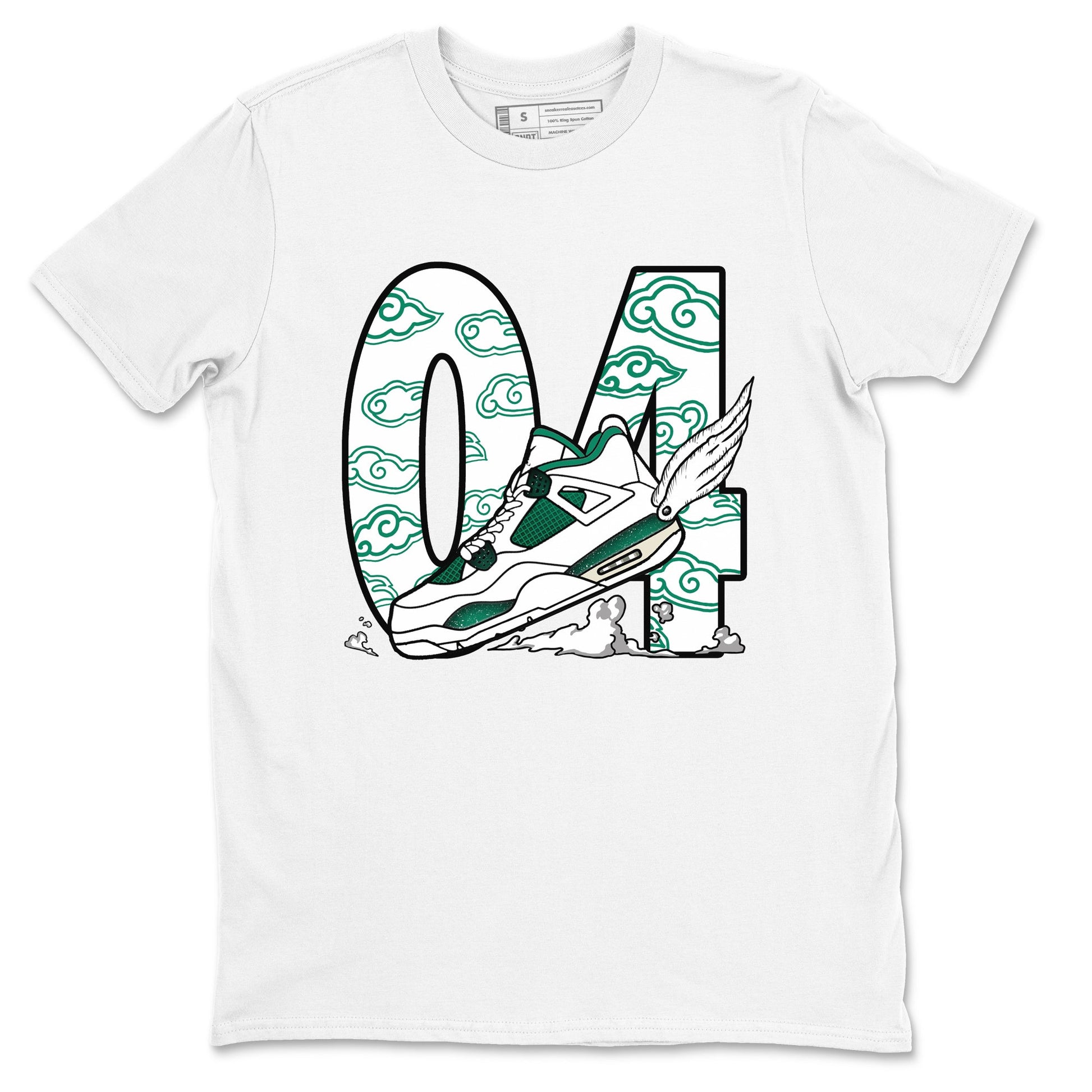 4s Oxidized Green shirts to match jordans Fly To The Clouds sneaker match tees Air Jordan 4 Oxidized Green SNRT Sneaker Tees streetwear brand White 2 unisex cotton tee