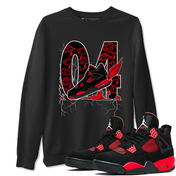 4s Red Thunder shirts to match jordans Fly To The Clouds sneaker match tees Air Jordan 4 Red Thunder SNRT Sneaker Tees streetwear brand Black 1 unisex cotton tee