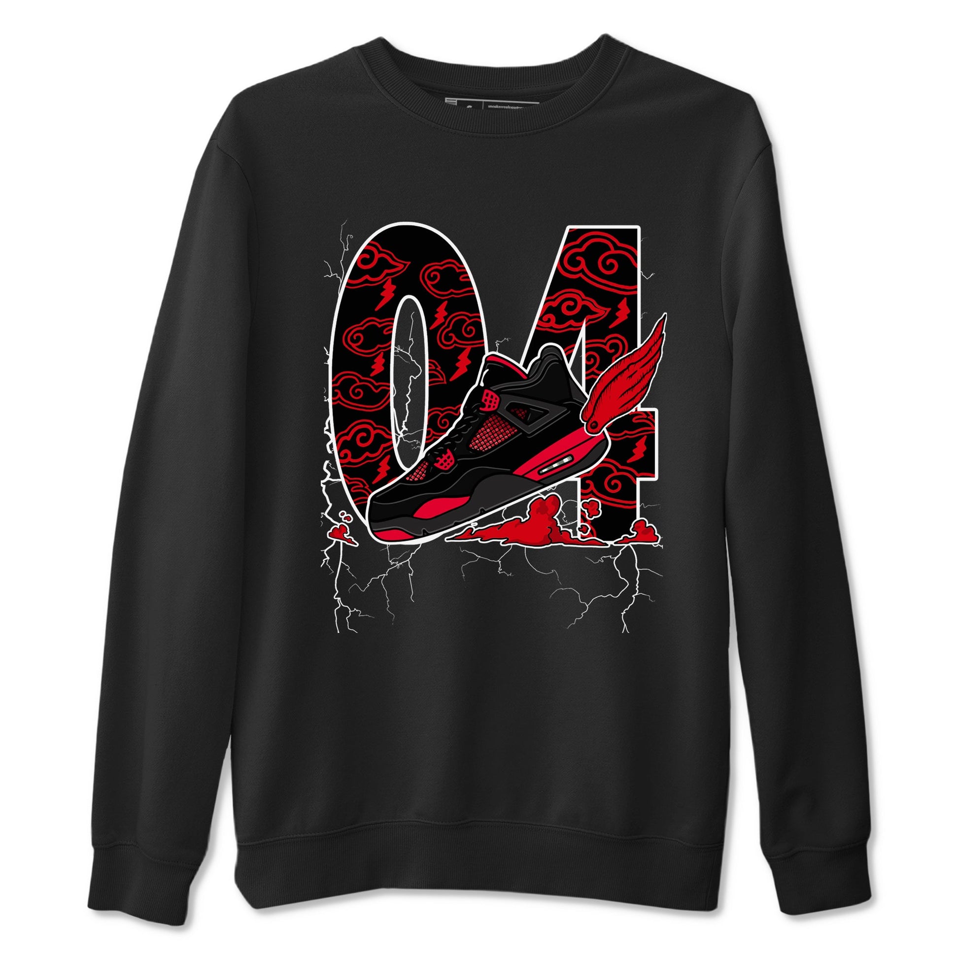 4s Red Thunder shirts to match jordans Fly To The Clouds sneaker match tees Air Jordan 4 Red Thunder SNRT Sneaker Tees streetwear brand Black 2 unisex cotton tee