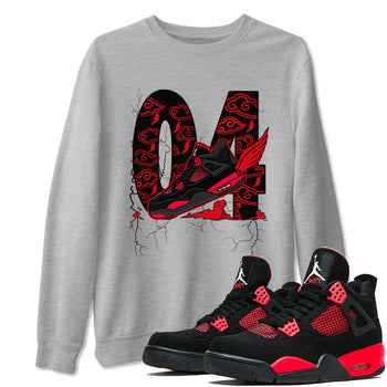 4s Red Thunder shirts to match jordans Fly To The Clouds sneaker match tees Air Jordan 4 Red Thunder SNRT Sneaker Tees streetwear brand Heather Grey 1 unisex cotton tee