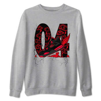 4s Red Thunder shirts to match jordans Fly To The Clouds sneaker match tees Air Jordan 4 Red Thunder SNRT Sneaker Tees streetwear brand Heather Grey 2 unisex cotton tee