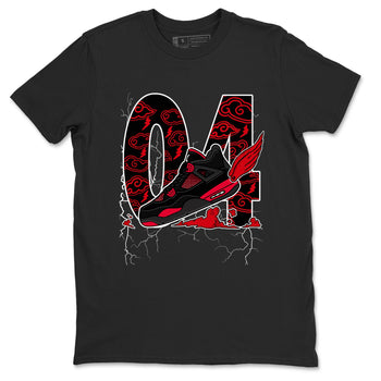4s Red Thunder shirts to match jordans Fly To The Clouds sneaker match tees Air Jordan 4 Red Thunder SNRT Sneaker Tees streetwear brand Black 2 unisex cotton tee