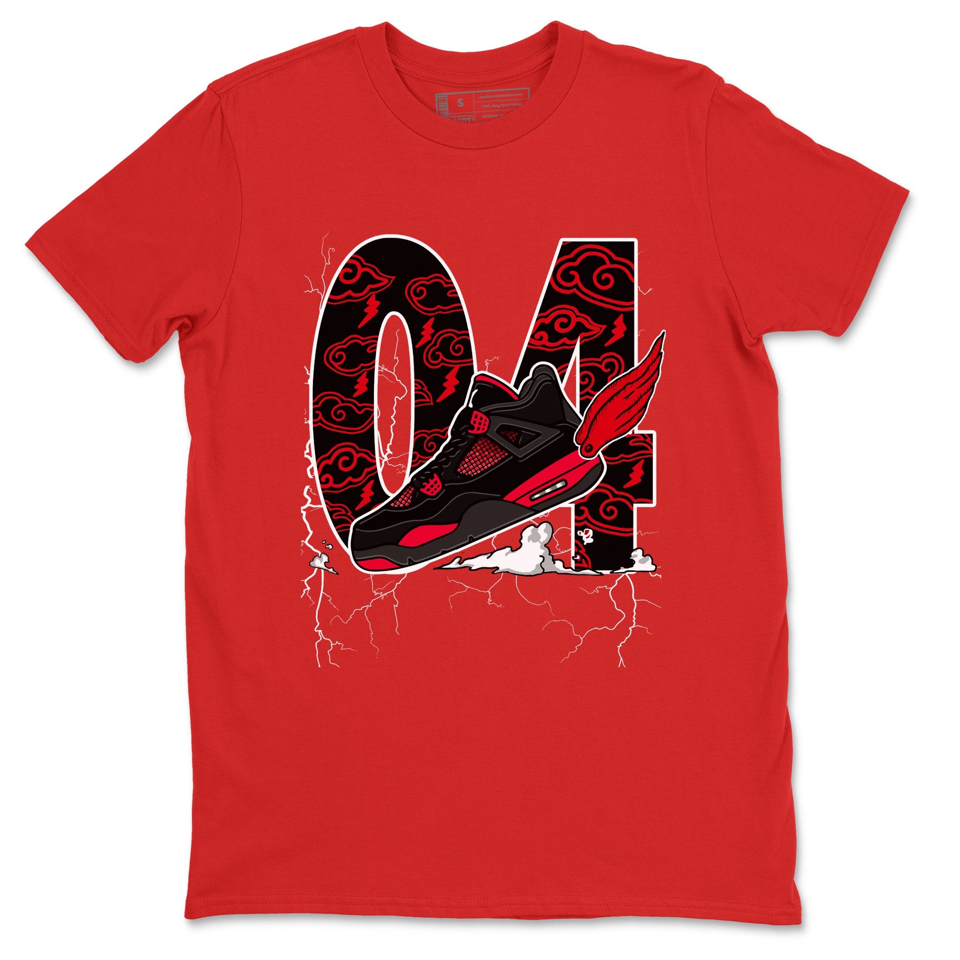 4s Red Thunder shirts to match jordans Fly To The Clouds sneaker match tees Air Jordan 4 Red Thunder SNRT Sneaker Tees streetwear brand Red 2 unisex cotton tee