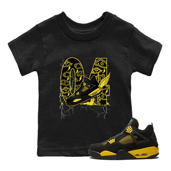 AJ4 Thunder shirts to match jordans Fly To The Clouds sneaker match tees Air Jordan 4 Thunder SNRT Sneaker Tees streetwear brand Baby and Youth Black 1 cotton tee