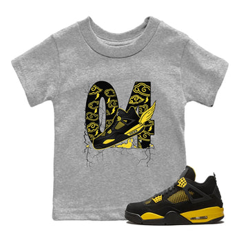 AJ4 Thunder shirts to match jordans Fly To The Clouds sneaker match tees Air Jordan 4 Thunder SNRT Sneaker Tees streetwear brand Baby and Youth Heather Grey 1 cotton tee