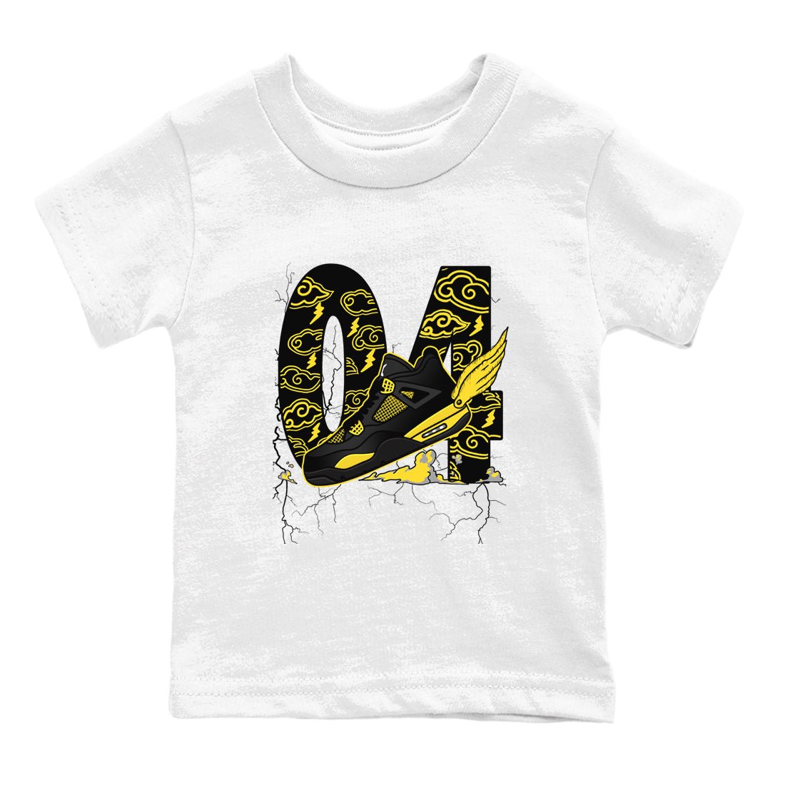 AJ4 Thunder shirts to match jordans Fly To The Clouds sneaker match tees Air Jordan 4 Thunder SNRT Sneaker Tees streetwear brand Baby and Youth White 2 cotton tee