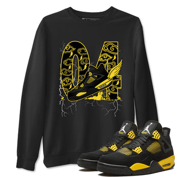 AJ4 Thunder shirts to match jordans Fly To The Clouds sneaker match tees Air Jordan 4 Thunder SNRT Sneaker Tees streetwear brand Black 1 unisex cotton tee