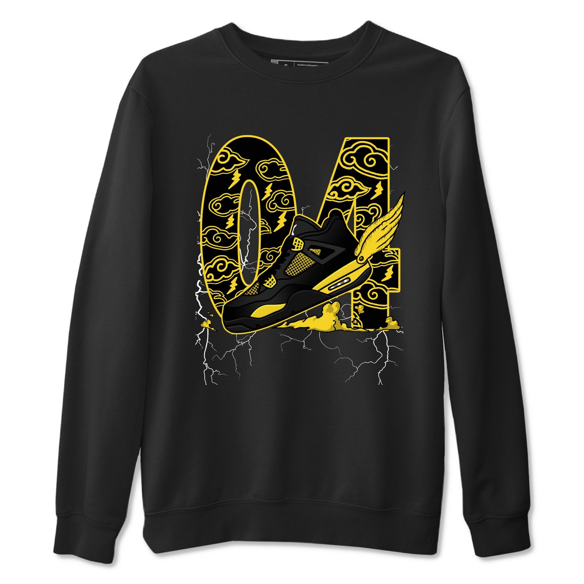 AJ4 Thunder shirts to match jordans Fly To The Clouds sneaker match tees Air Jordan 4 Thunder SNRT Sneaker Tees streetwear brand Black 2 unisex cotton tee