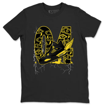 AJ4 Thunder shirts to match jordans Fly To The Clouds sneaker match tees Air Jordan 4 Thunder SNRT Sneaker Tees streetwear brand Black 2 unisex cotton tee