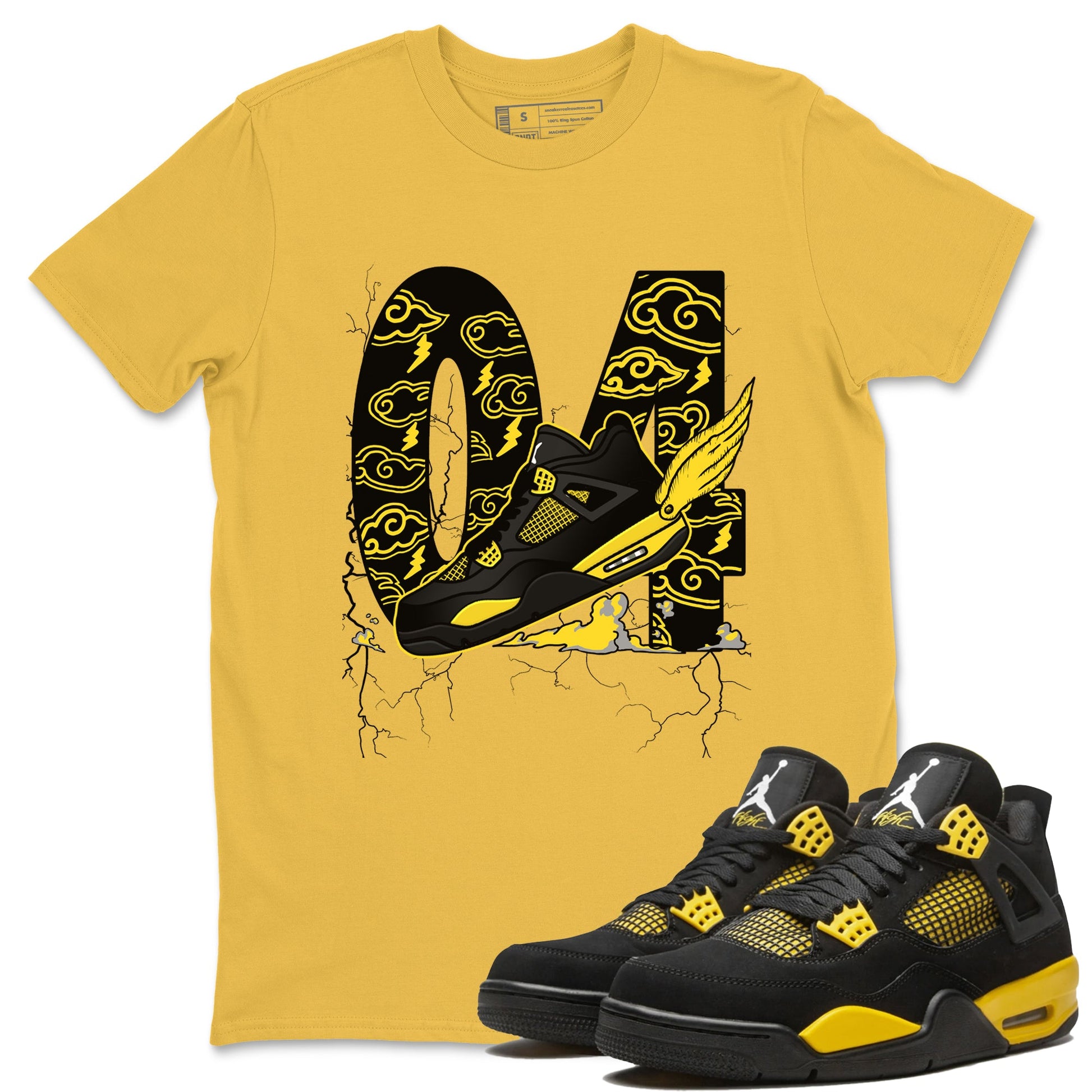 AJ4 Thunder shirts to match jordans Fly To The Clouds sneaker match tees Air Jordan 4 Thunder SNRT Sneaker Tees streetwear brand Daisy 1 unisex cotton tee