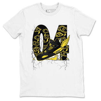 AJ4 Thunder shirts to match jordans Fly To The Clouds sneaker match tees Air Jordan 4 Thunder SNRT Sneaker Tees streetwear brand White 2 unisex cotton tee
