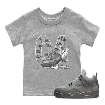 4s Wet Cement shirts to match jordans Fly To The Clouds sneaker match tees Air Jordan 4 Wet Cement SNRT Sneaker Release Tees Youth Baby Heather Grey 1 crew neck shirts