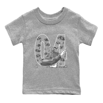 4s Wet Cement shirts to match jordans Fly To The Clouds sneaker match tees Air Jordan 4 Wet Cement SNRT Sneaker Release Tees Youth Baby Heather Grey 2 crew neck shirts