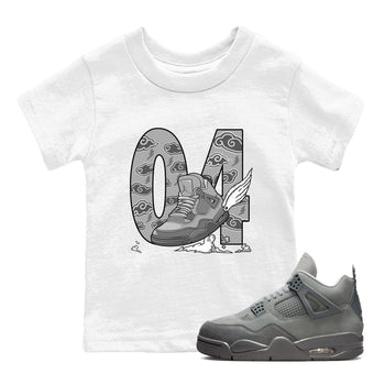 4s Wet Cement shirts to match jordans Fly To The Clouds sneaker match tees Air Jordan 4 Wet Cement SNRT Sneaker Release Tees Youth Baby White 1 crew neck shirts