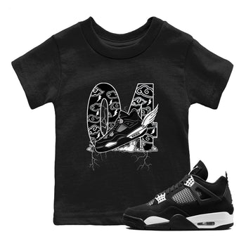 AJ4 White Thunder shirts to match jordans Fly To The Clouds sneaker match tees Air Jordan 4 White Thunder SNRT Sneaker Tees streetwear brand Baby and Youth Black 1 cotton tee
