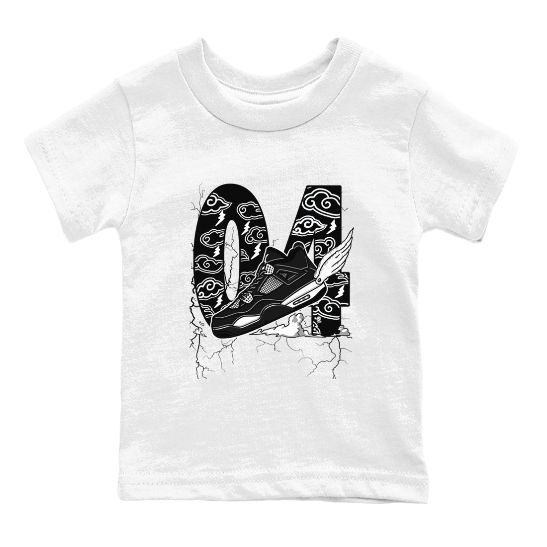 AJ4 White Thunder shirts to match jordans Fly To The Clouds sneaker match tees Air Jordan 4 White Thunder SNRT Sneaker Tees streetwear brand Baby and Youth White 2 cotton tee