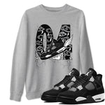 AJ4 White Thunder shirts to match jordans Fly To The Clouds sneaker match tees Air Jordan 4 White Thunder SNRT Sneaker Tees streetwear brand Heather Grey 1 unisex cotton tee