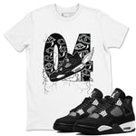 AJ4 White Thunder shirts to match jordans Fly To The Clouds sneaker match tees Air Jordan 4 White Thunder SNRT Sneaker Tees streetwear brand White 1 unisex cotton tee