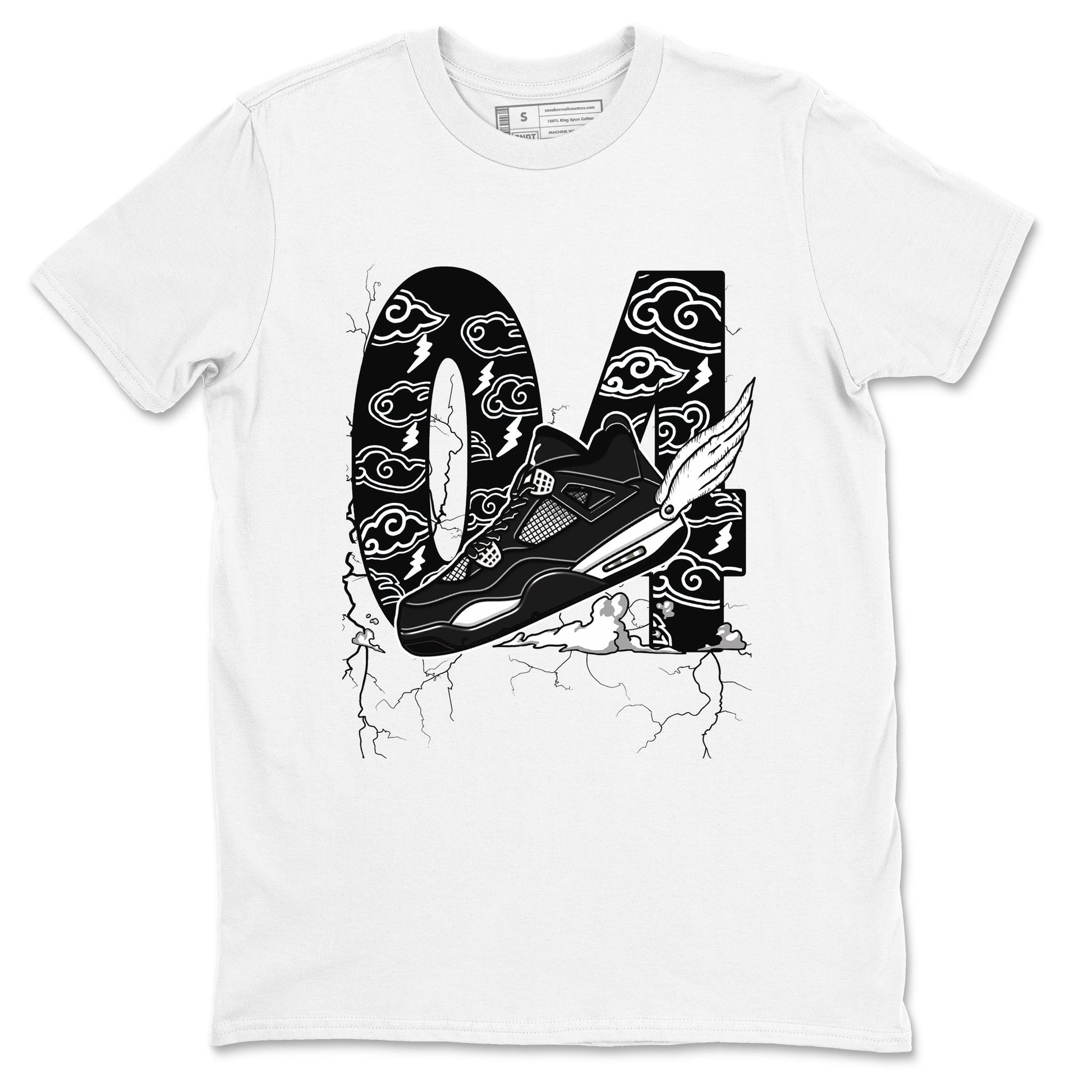 AJ4 White Thunder shirts to match jordans Fly To The Clouds sneaker match tees Air Jordan 4 White Thunder SNRT Sneaker Tees streetwear brand White 2 unisex cotton tee