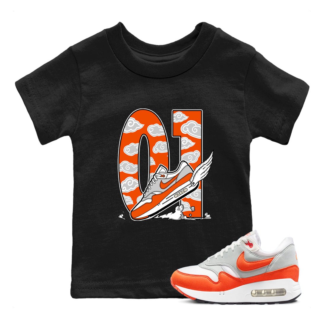 Air Max 1 OG '86 'Summit White and Cosmic Clay shirts to match jordans Fly To The Clouds sneaker match tees Air Max 1 Cosmic Clay match shoes to clothes SNRT Sneaker Tees Youth Baby Black 1 tee