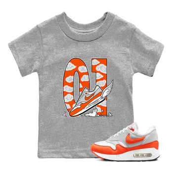 Air Max 1 OG '86 'Summit White and Cosmic Clay shirts to match jordans Fly To The Clouds sneaker match tees Air Max 1 Cosmic Clay match shoes to clothes SNRT Sneaker Tees Youth Baby Heather Grey 1 tee