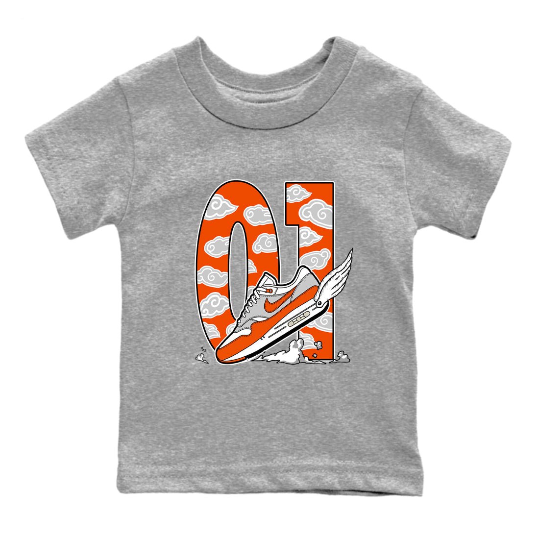 Air Max 1 OG '86 'Summit White and Cosmic Clay shirts to match jordans Fly To The Clouds sneaker match tees Air Max 1 Cosmic Clay match shoes to clothes SNRT Sneaker Tees Youth Baby Heather Grey 2 tee