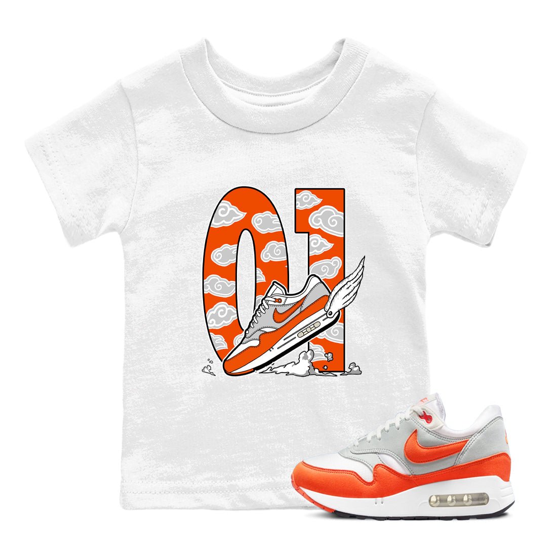 Air Max 1 OG '86 'Summit White and Cosmic Clay shirts to match jordans Fly To The Clouds sneaker match tees Air Max 1 Cosmic Clay match shoes to clothes SNRT Sneaker Tees Youth Baby White 1 tee