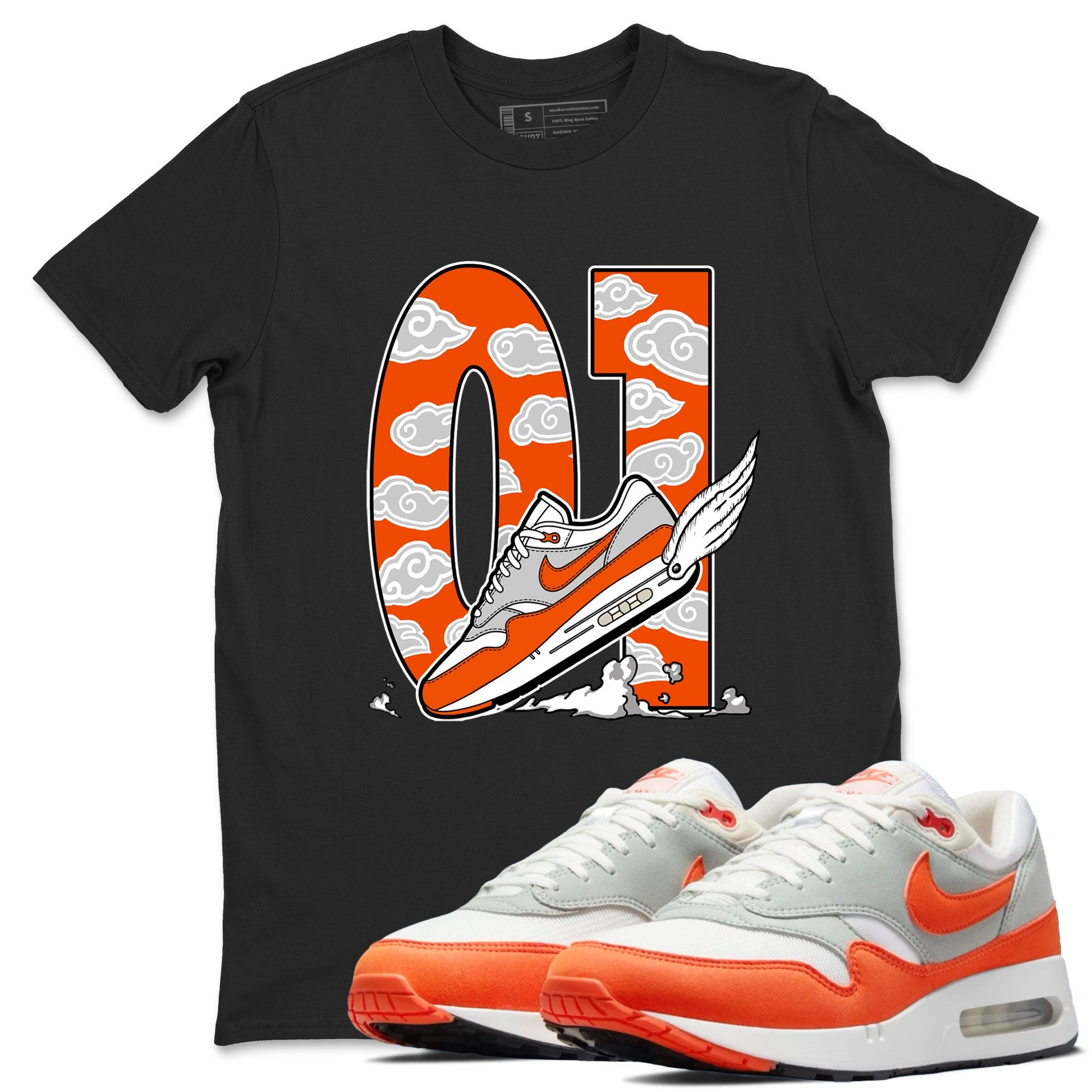 Air Max 1 OG '86 'Summit White and Cosmic Clay shirts to match jordans Fly To The Clouds sneaker match tees Air Max 1 Cosmic Clay match shoes to clothes SNRT Sneaker Tees unisex cotton Black 1 shirts