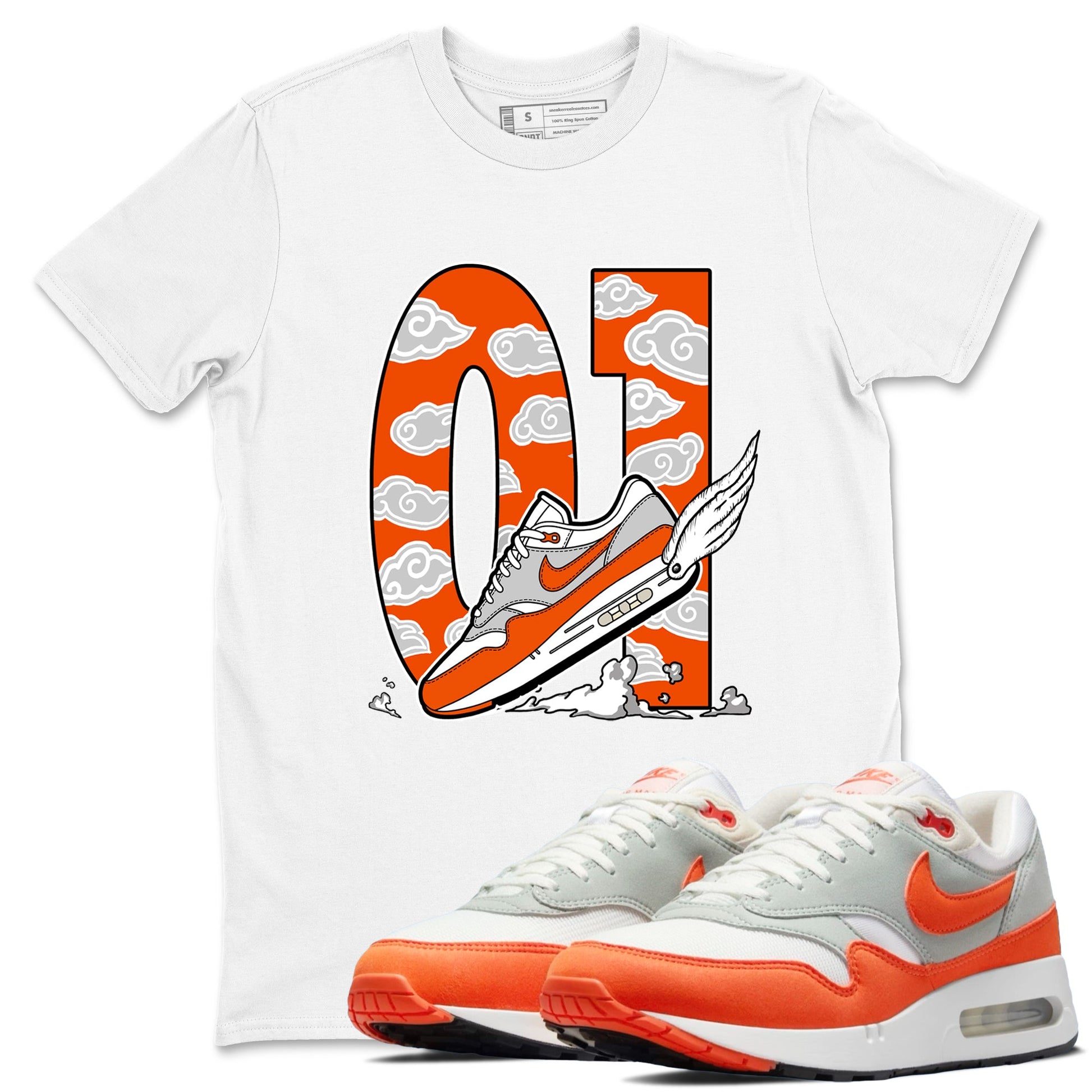 Air Max 1 OG '86 'Summit White and Cosmic Clay shirts to match jordans Fly To The Clouds sneaker match tees Air Max 1 Cosmic Clay match shoes to clothes SNRT Sneaker Tees unisex cotton White 1 shirts