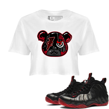 Sneaker match tees – Sneaker Tees To Match Air Foamposite Cough Drop Shoes – Foamposite Bear Crop T-Shirt White 1