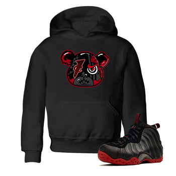 Sneaker match tees – Sneaker Tees To Match Air Foamposite Cough Drop Shoes – Foamposite Bear Kids T-Shirt Black 1