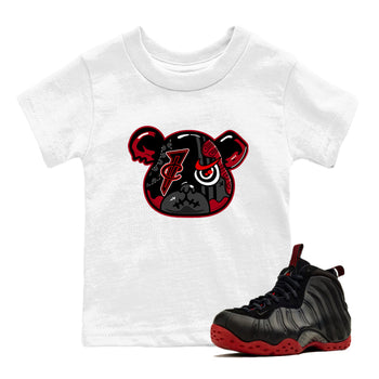 Sneaker match tees – Sneaker Tees To Match Air Foamposite Cough Drop Shoes – Foamposite Bear Kids T-Shirt White 1